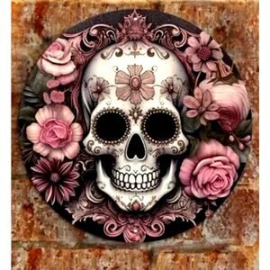Sugar skull SIGN Roses white skull Halloween Fiesta day of the dead Wreath new